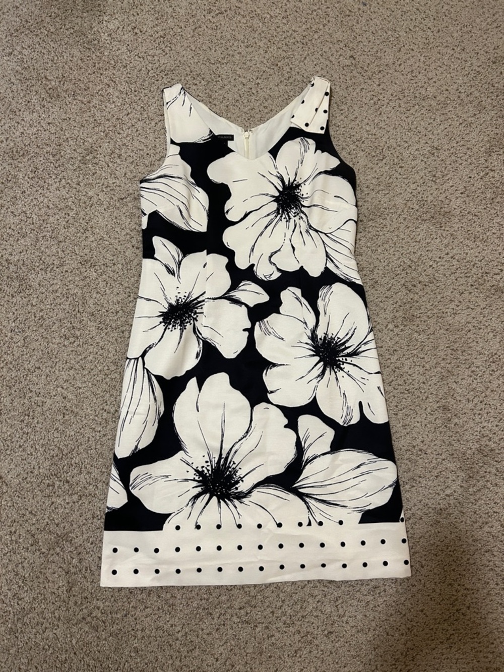 NWOT Talbots Black and White Floral Sleeveless Sheath Dress